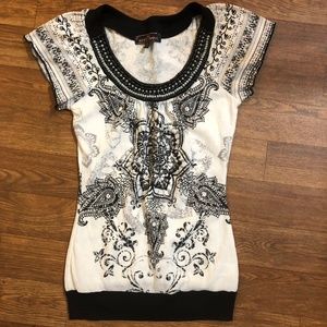 Black & White Beaded Top